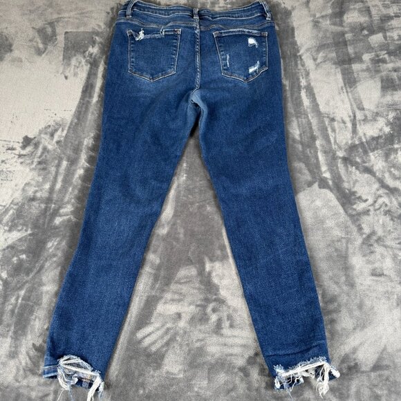 Vervet Jeans Womens 14 Blue Distressed Skinny High Rise Raw Hem Stretch Denim - Picture 10 of 13